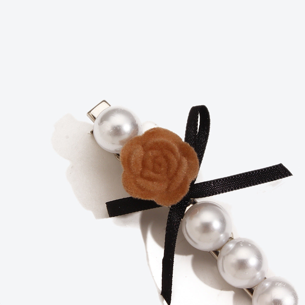 French Style Rose Hairpin For Women In Dyed Black, Perfect Hair Accessory For Autumn