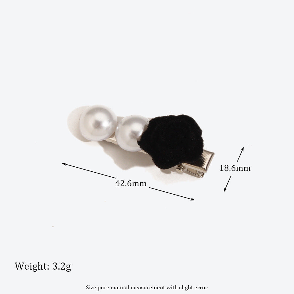 French Style Rose Hairpin For Women In Dyed Black, Perfect Hair Accessory For Autumn