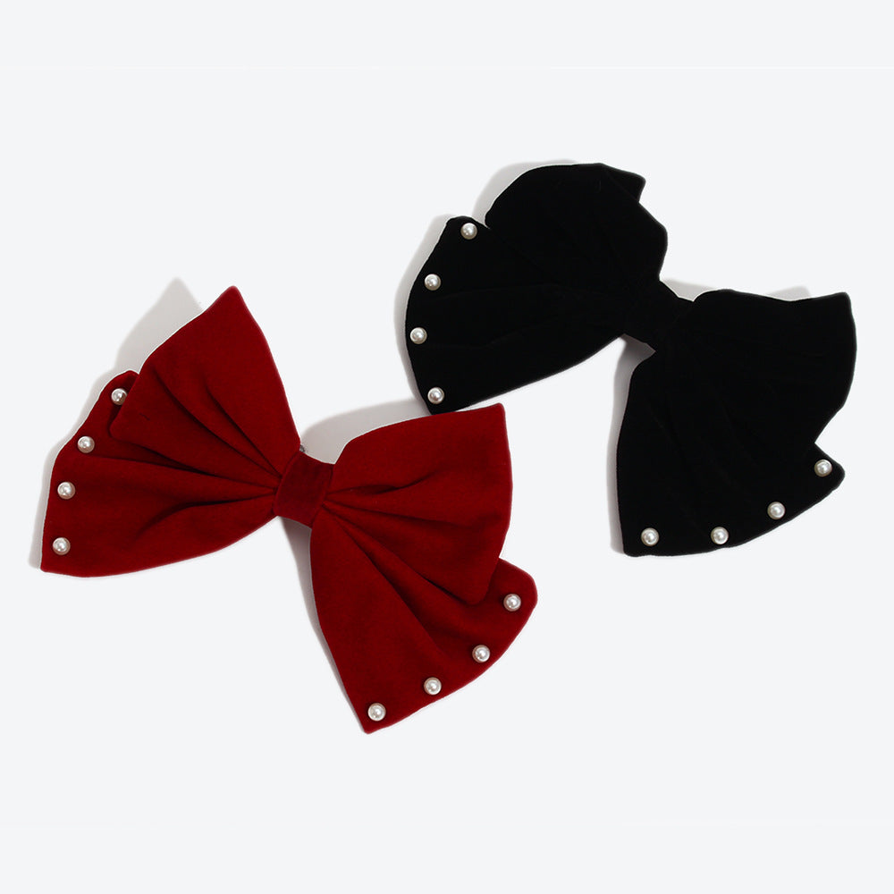 Sweet Velvet Bow Tie Hairpin For Women In Dyed Black, Perfect For Autumn & Winter