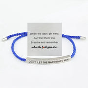 DON'T LET the HARD DAYS WIN (Silver/Sapphire Blue) + Card