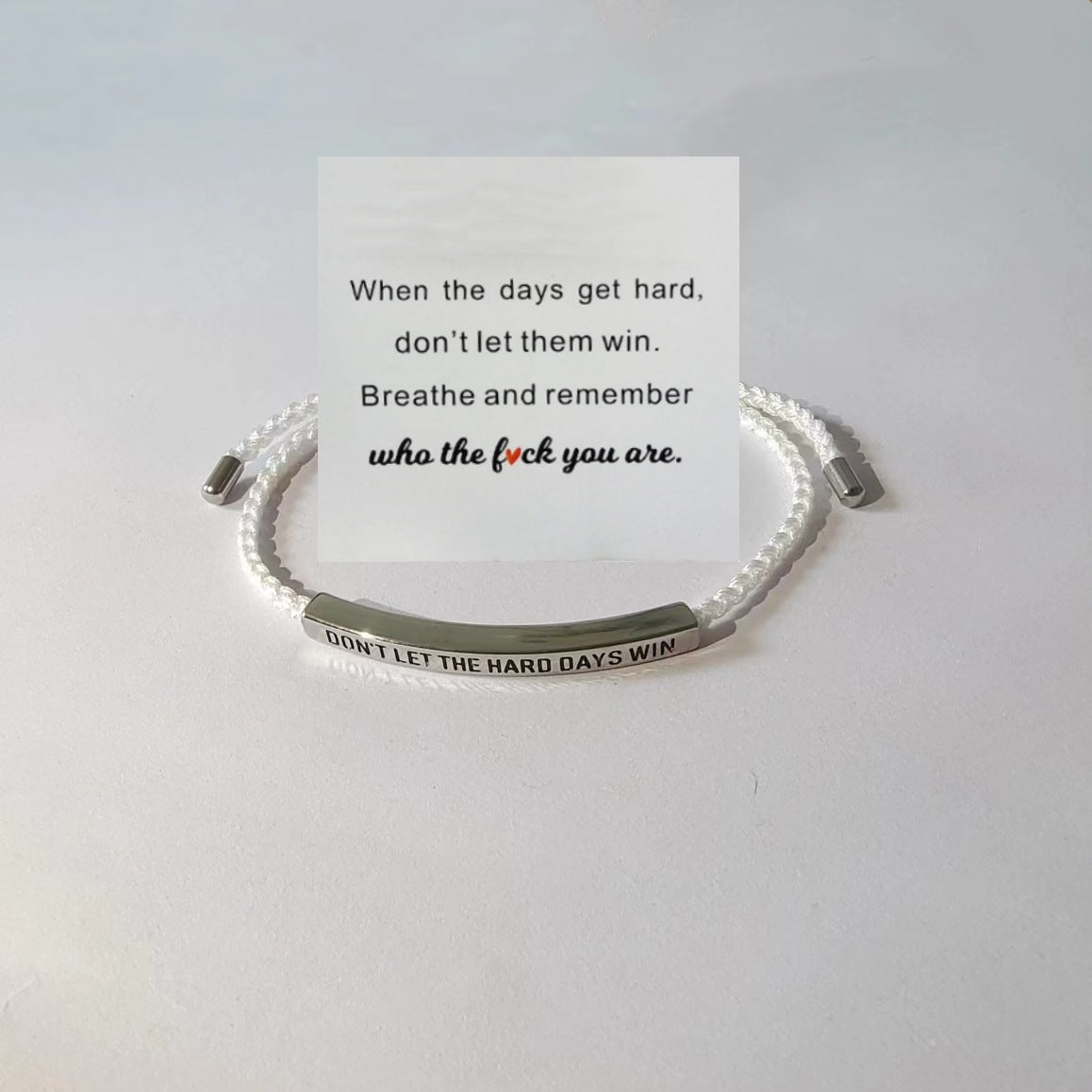 Unisex Letter Pattern Braid Wristband Bracelet In Silver Titanium Steel For Business