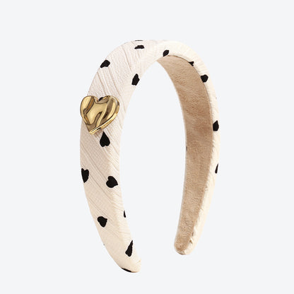 Heart Shape Spa Headband For Women In Simple Style, Made Of Cloth, Available In Dyed Black For Summer