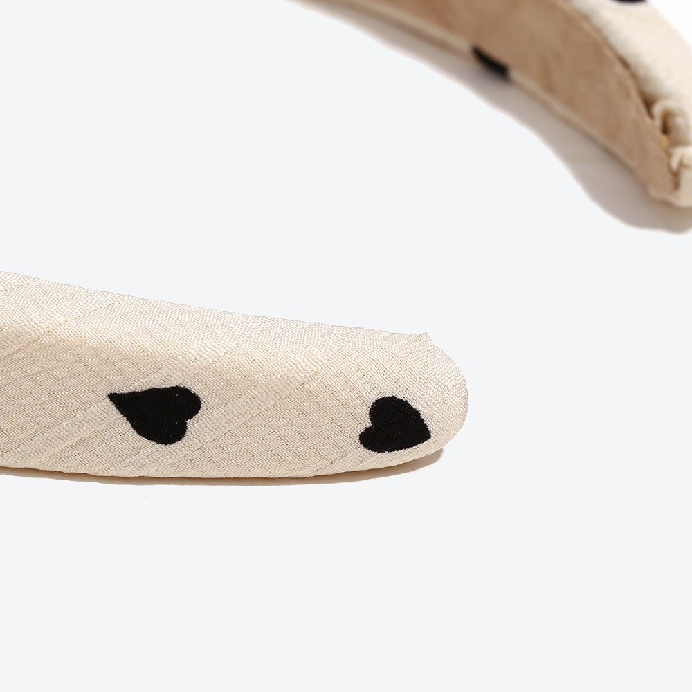 Heart Shape Spa Headband For Women In Simple Style, Made Of Cloth, Available In Dyed Black For Summer