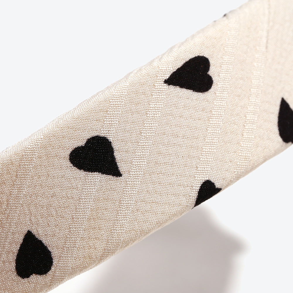 Heart Shape Spa Headband For Women In Simple Style, Made Of Cloth, Available In Dyed Black For Summer