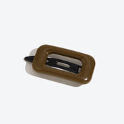 Simple Square Hair Clip for Side Bangs and Stray Hairs - Coffee Color