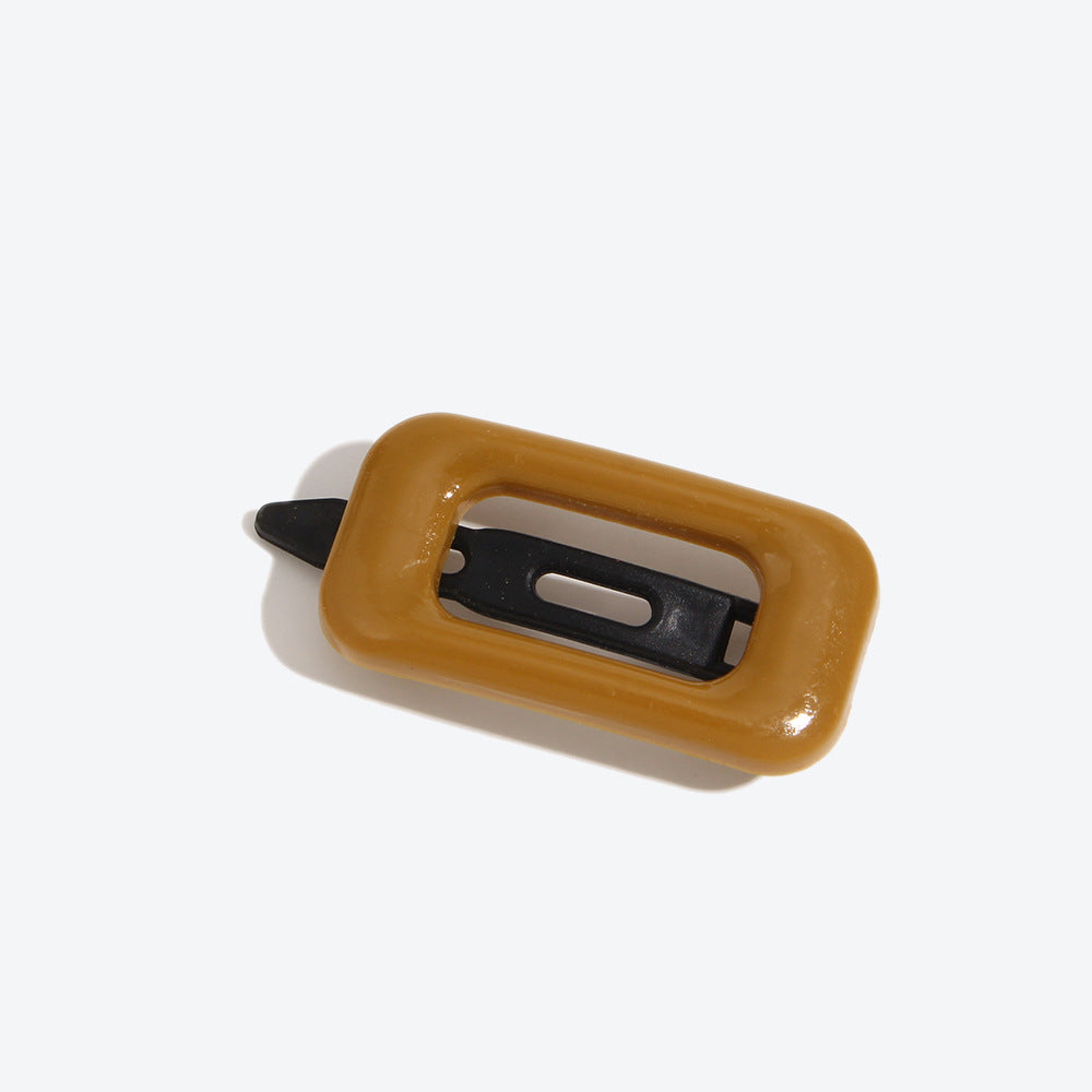 Simple Style Square Hairpin For Women In Dyed Black, Perfect For Autumn Hair Accessories
