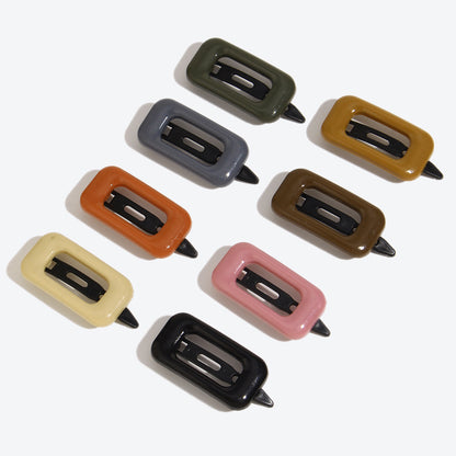 Simple Style Square Hairpin For Women In Dyed Black, Perfect For Autumn Hair Accessories