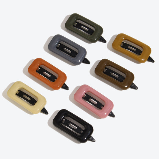 Simple Style Square Hairpin For Women In Dyed Black, Perfect For Autumn Hair Accessories