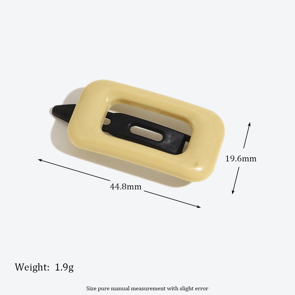 Simple Style Square Hairpin For Women In Dyed Black, Perfect For Autumn Hair Accessories