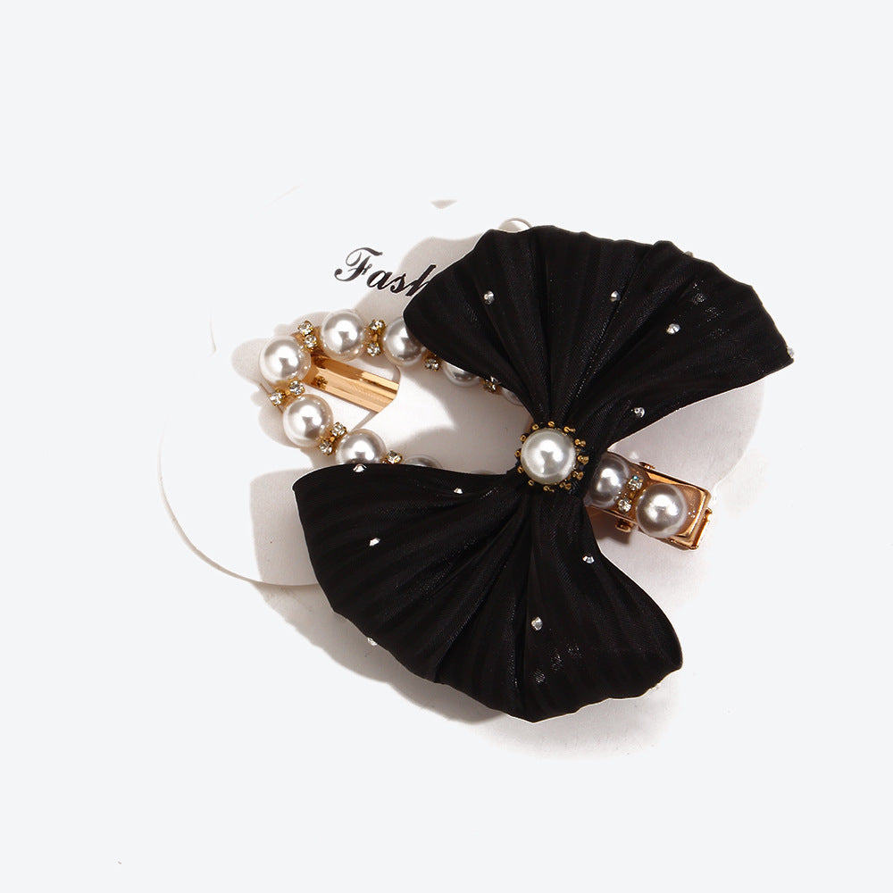 Sweet Pearl Hairpin For Women In Dyed Black, Perfect Hair Accessory For Autumn