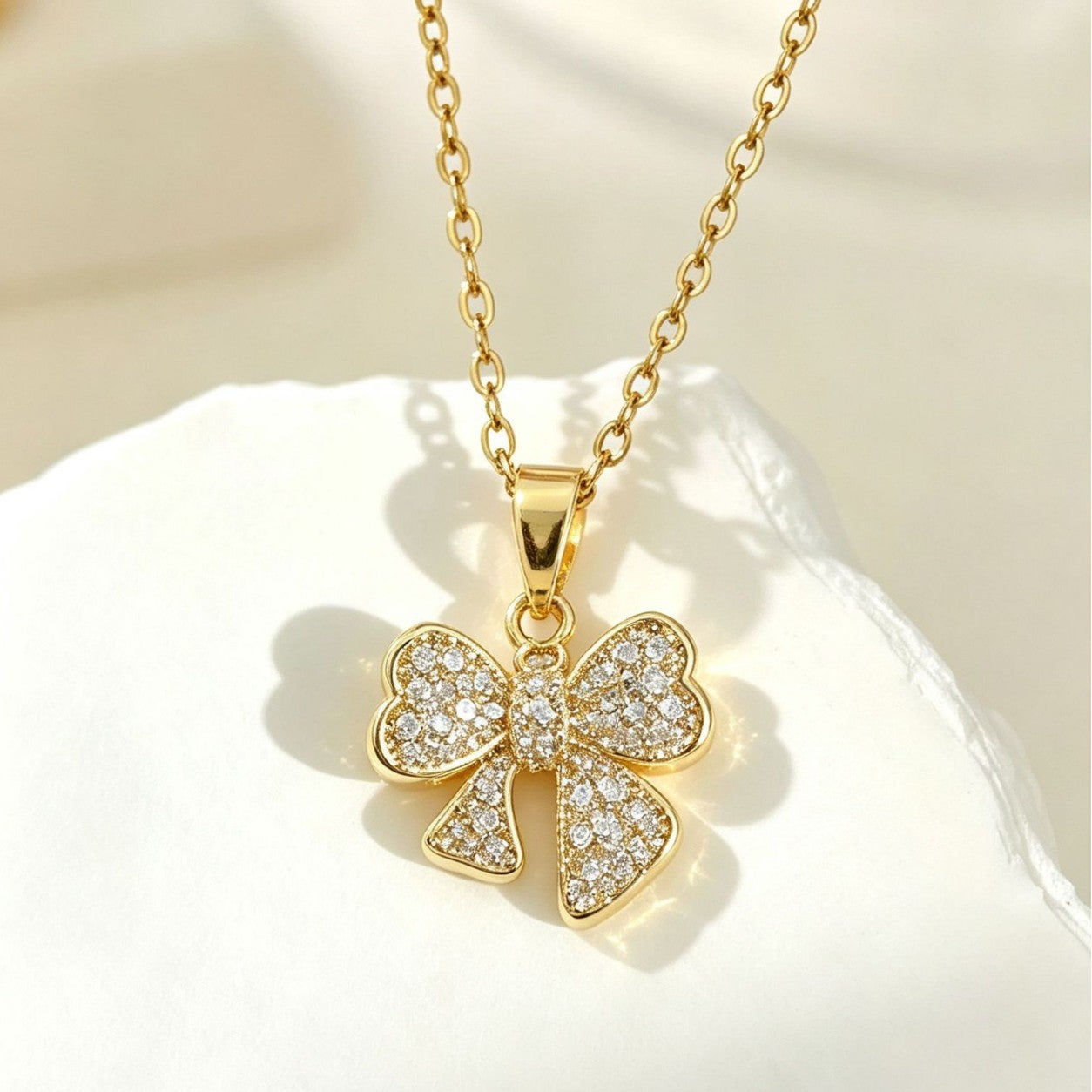 Sweet Bow Tie Pendant Necklace For Adults In 304 Stainless Steel With Cable Chain, Perfect For Party Wear