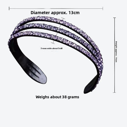 Sparkly Purple Spa Headband For Women With Rhinestones, Stylish Commute Hair Accessory