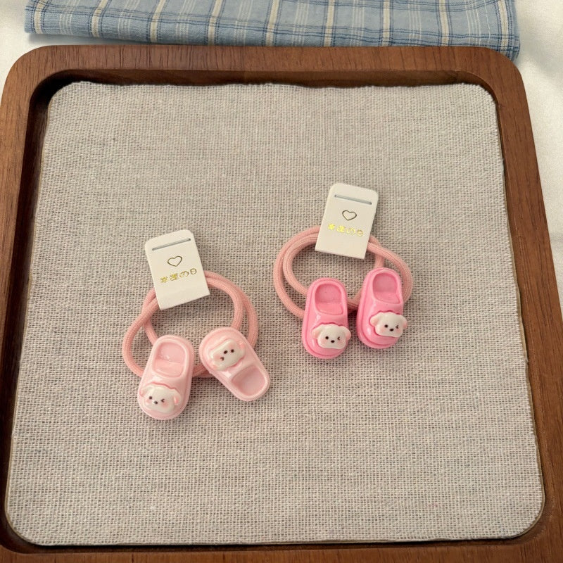 Cute Dog Elastic Hair Tie For Women, Made Of Plastic, In Natural Pink, Perfect For Summer