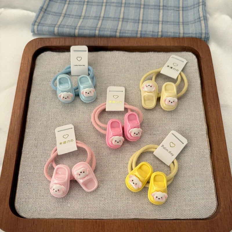 Cute Dog Elastic Hair Tie For Women, Made Of Plastic, In Natural Pink, Perfect For Summer