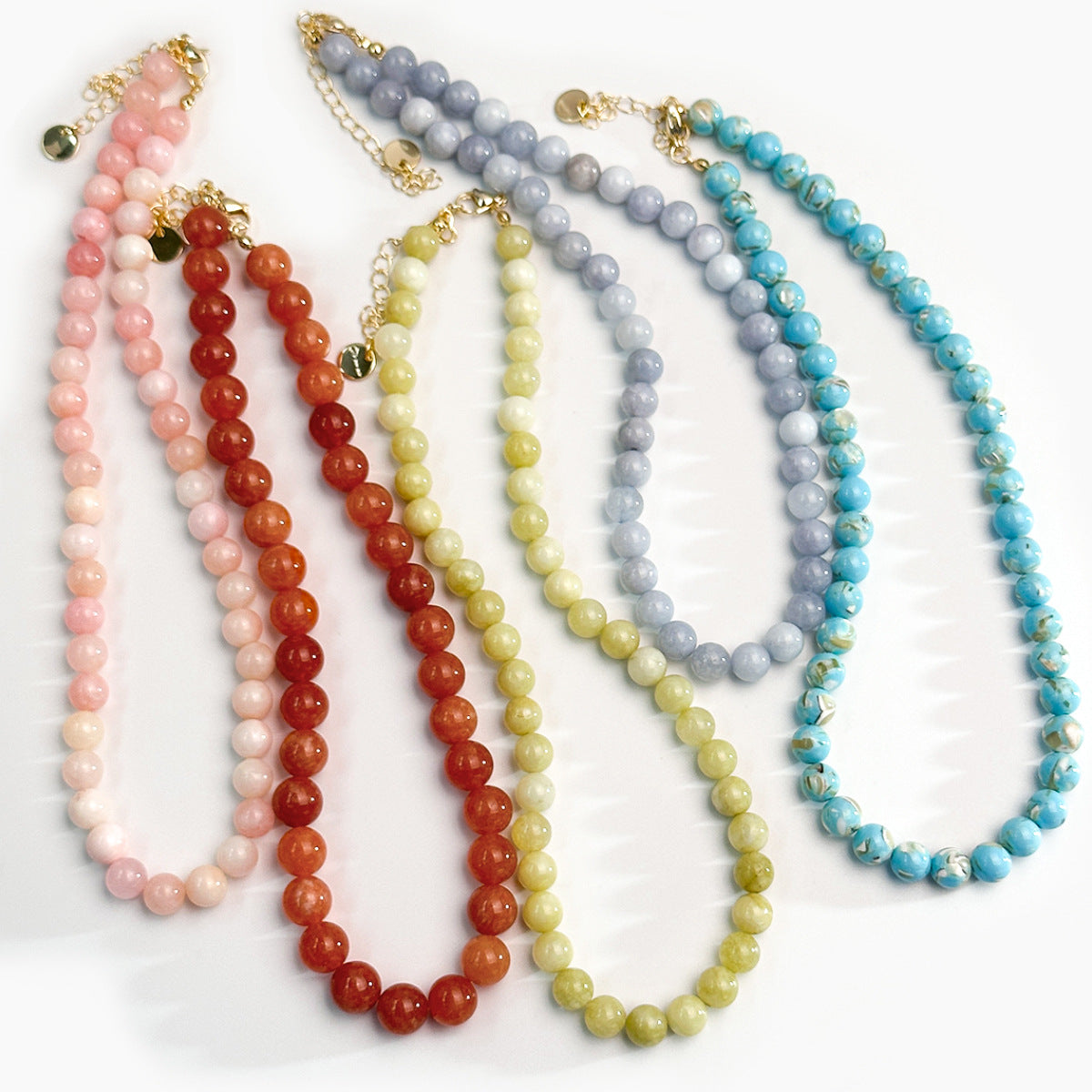 Round Agate Necklace With Natural Stone Pendant Featuring Beading Craft On Beaded Chain For Unisex