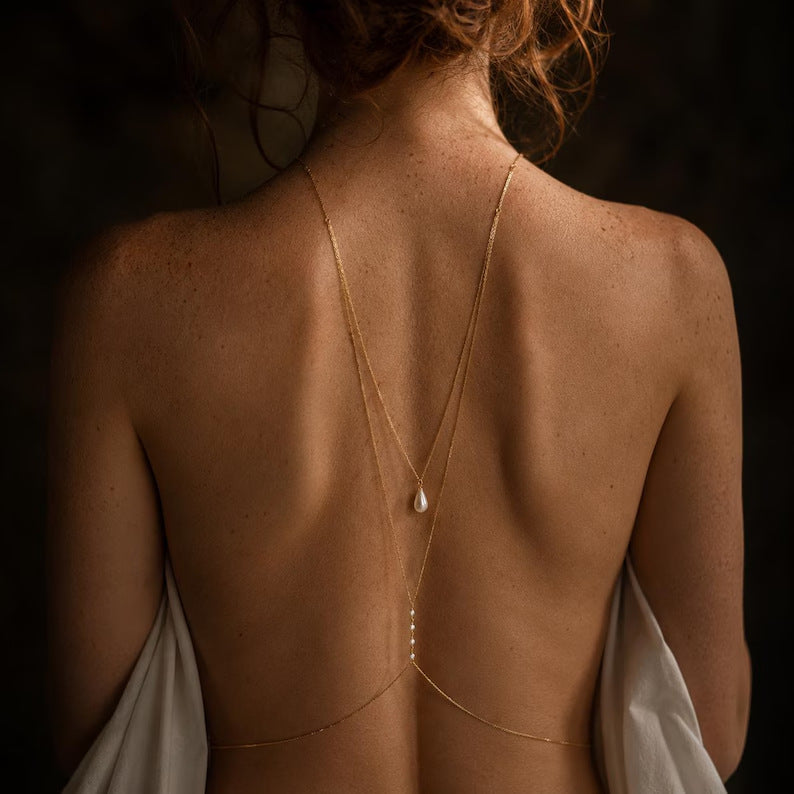 Silver Alloy Body Chain For Women In Simple Style With White Crystal Inlay And Electroplated Finish