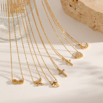 Elegant Heart Shape Necklace For Women With 304 Stainless Steel Pendant And Rhinestones On Cable Chain