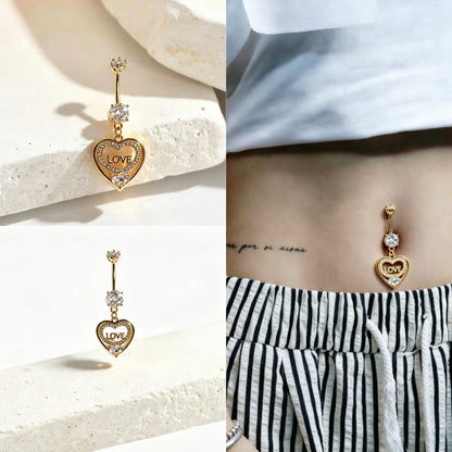 Heart Shape Metal Belly Ring In Gold For Women, Perfect Wedding Jewelry Accessory