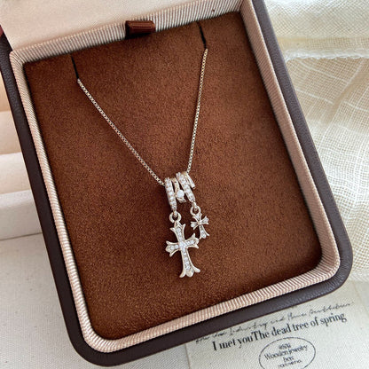 Classic Style Cross Necklace For Unisex, Copper Material With Electroplated Gold Plating And Cable Chain