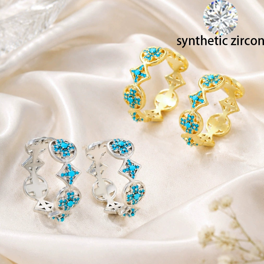 Lucky Heart Earrings For Women Featuring Electroplated Copper Studs With Artificial Gemstones