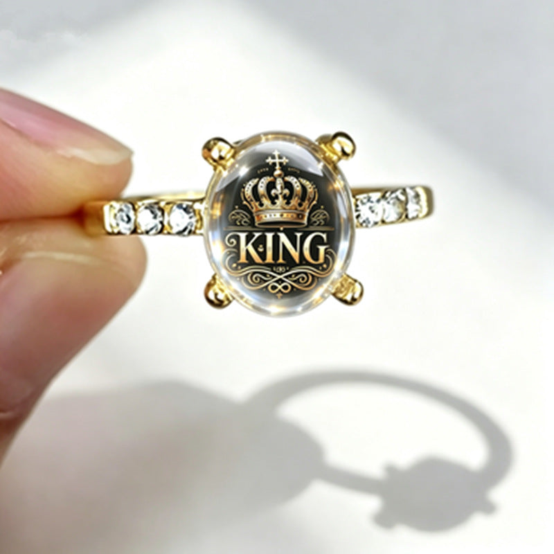 Handmade Glass Crown Ring For Unisex, Perfect For Summer Wear