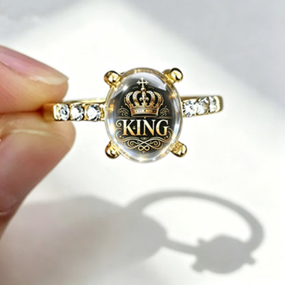 Handmade Glass Crown Ring For Unisex, Perfect For Summer Wear