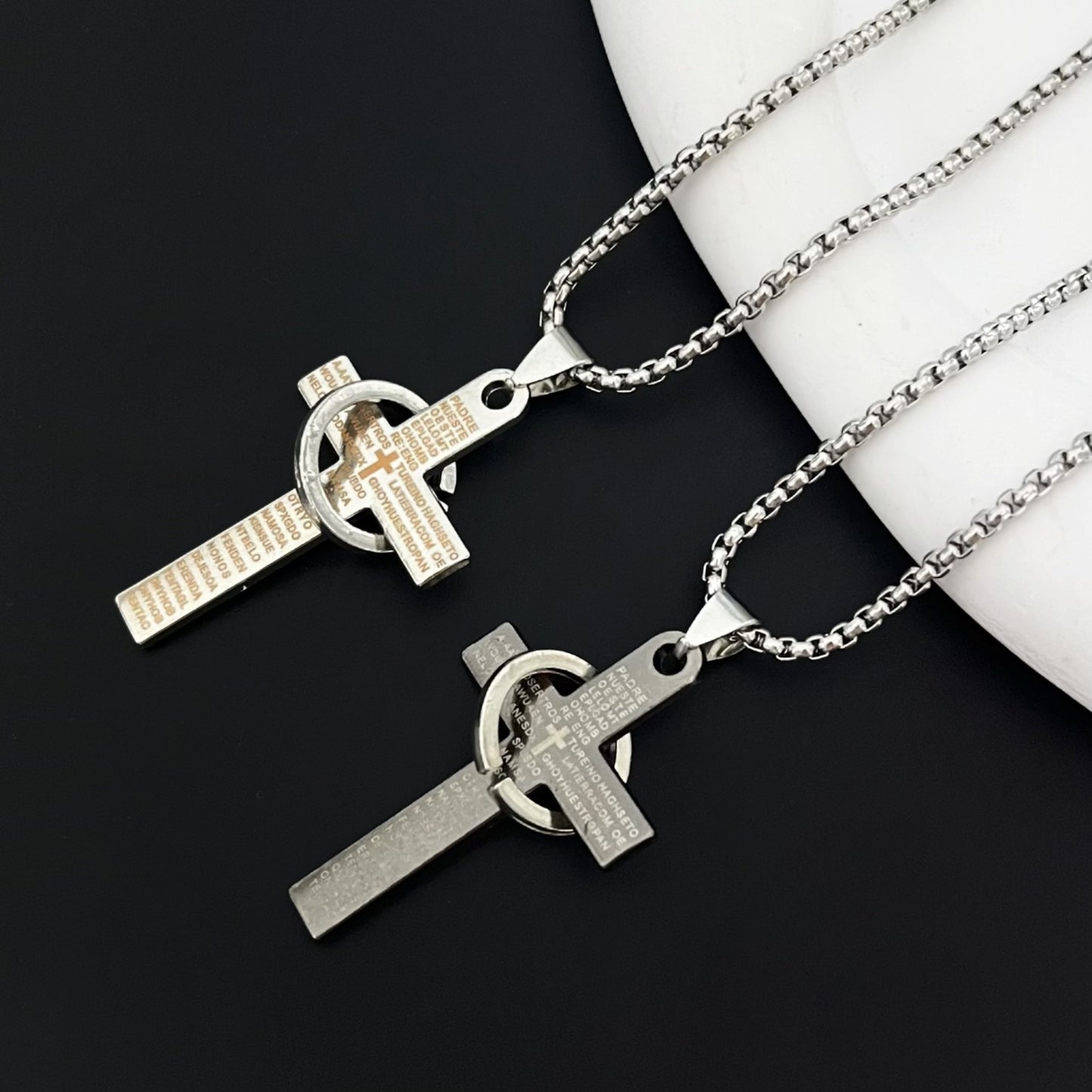 Long Necklace With Zinc Alloy Pendant In Steel Color, Hip-Hop Style, Unisex Design
