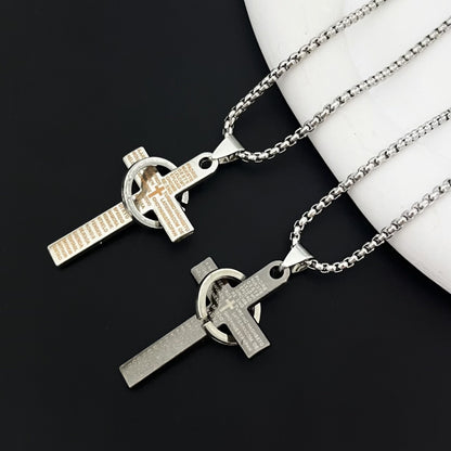 Long Necklace With Zinc Alloy Pendant In Steel Color, Hip-Hop Style, Unisex Design