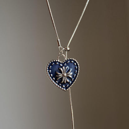 Heart Shape Pendant Necklace For Women With Alloy Chain And Enamel Alloy Pendant