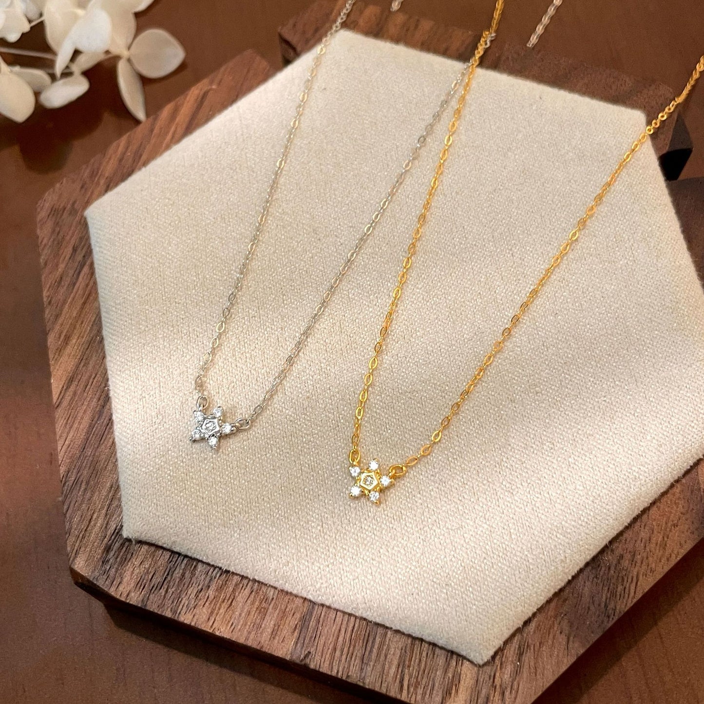 Star Necklace For Women In 18K Real Gold Plated 925 Sterling Silver With Cable Chain