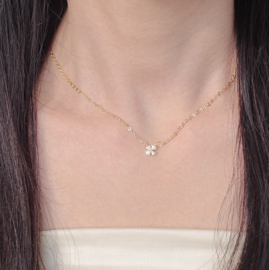 Lucky Heart Simple Style Necklace For Women With Copper Micro Super Whisper Thin Chain And Copper Pendant