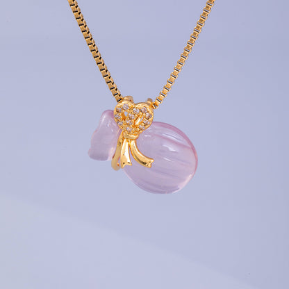 Crystal Pendant Necklace For Women With Copper Chain And Electroplated Finish Featuring Copper Pendant