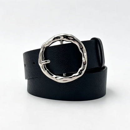 Basic Round Women’s Belt In PU Leather With Lychee Pattern Featuring Alloy Pin Buckle
