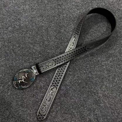Retro Unisex Belt With Alloy Snap Buckle Featuring Synthetic Fibre And Patent Leather Finish
