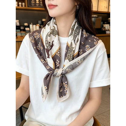 Elegant Silk Cashew Nuts Pattern Silk Scarf For Women In Grey, Perfect For Summer
