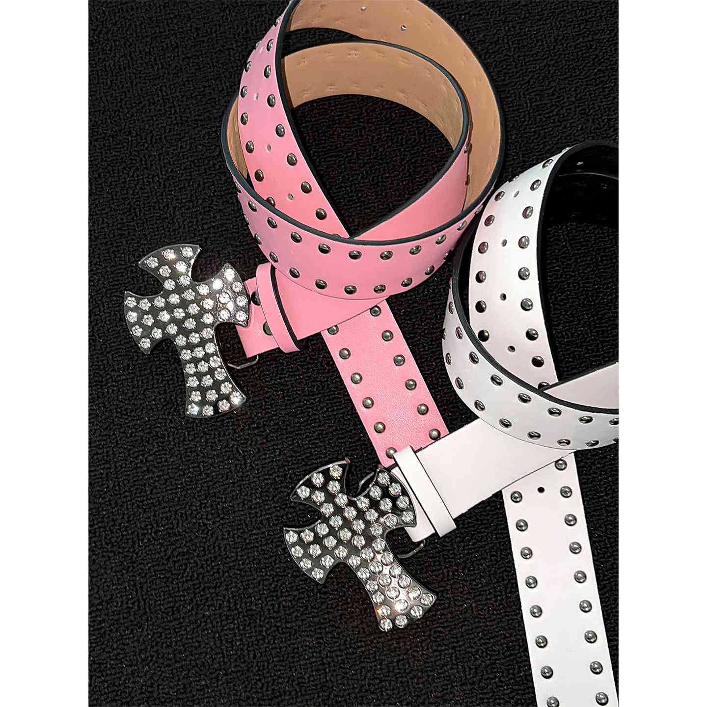 Men's Punk Style Cross Belt With Zinc Alloy Snap Buckle, Made Of Durable PU Leather