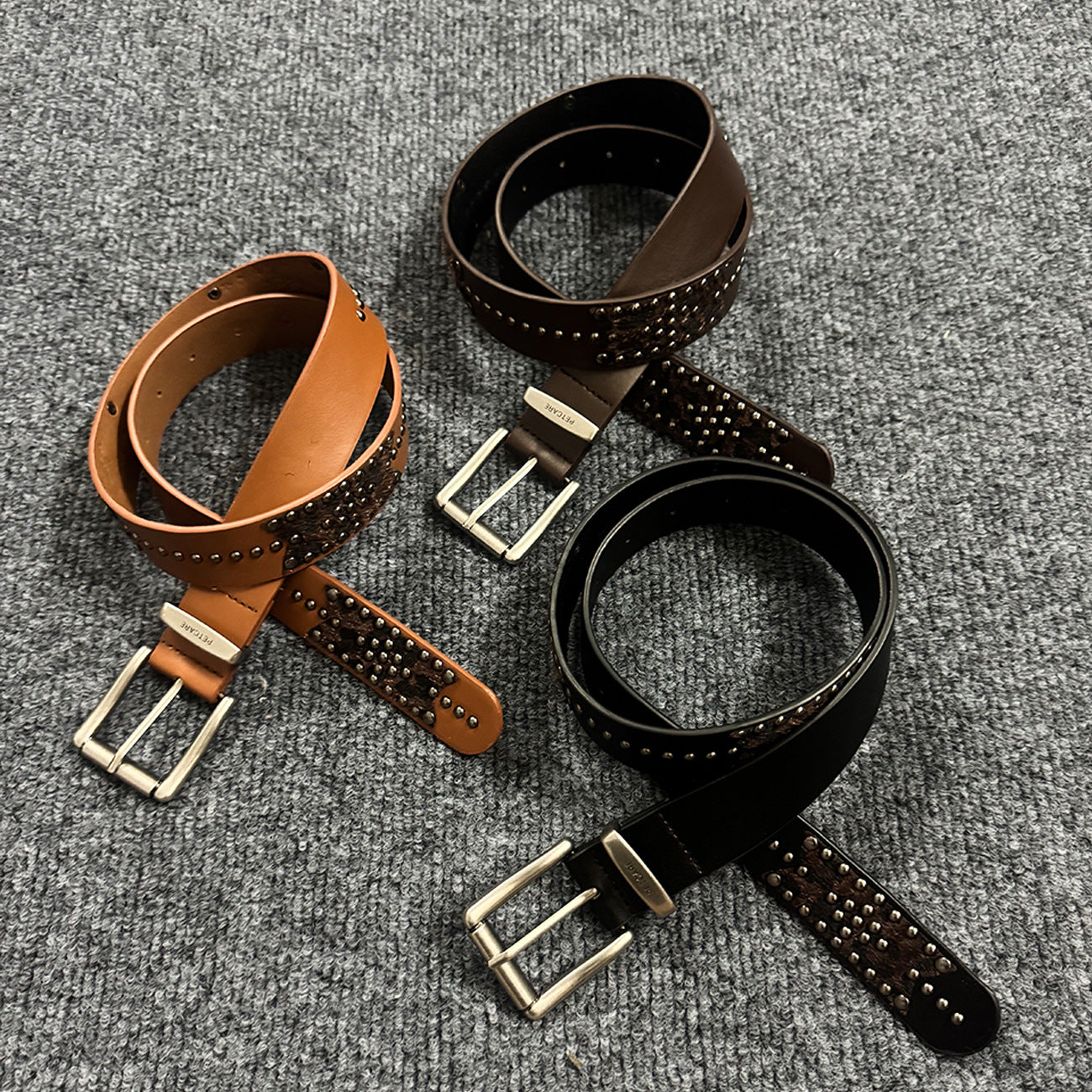 Women's Punk Fashion Belt With Zinc Alloy Pin Buckle, Brown PU Leather Strap
