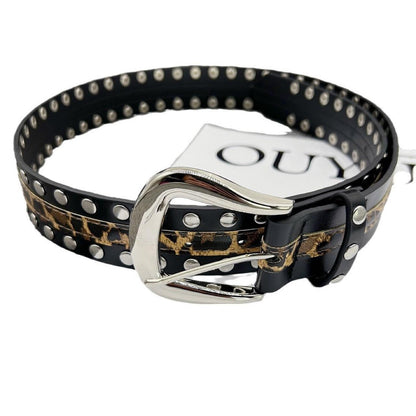 Unisex Punk Leopard Print Belt In PU Leather With Alloy Pin Buckle