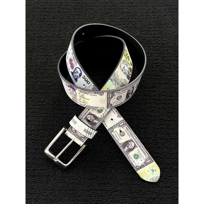 Men's Punk PU Leather Belt With Zinc Alloy Pin Buckle Featuring Printing Surface Finish