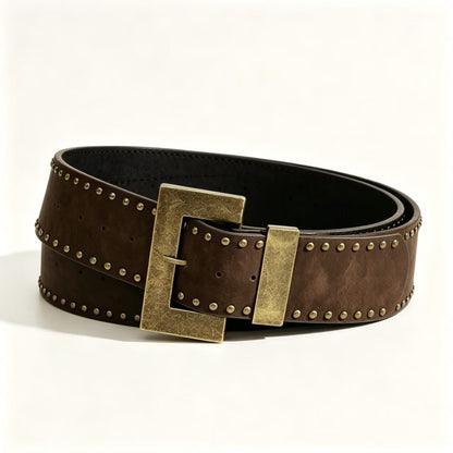 Unisex Punk PU Leather Belt With Alloy Snap Buckle In Coffer Color
