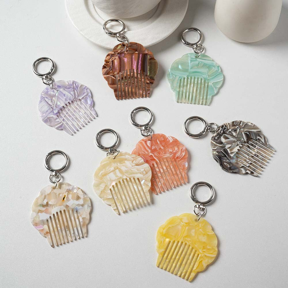 Handmade Blue Shell Key Chain In Acetic Acid Material With Sweet Style, Perfect For Hanging Accessories