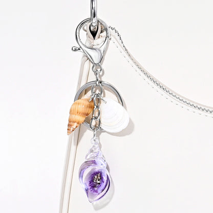 Conch Key Chain Featuring Shell Inlay And Durable Alloy Material