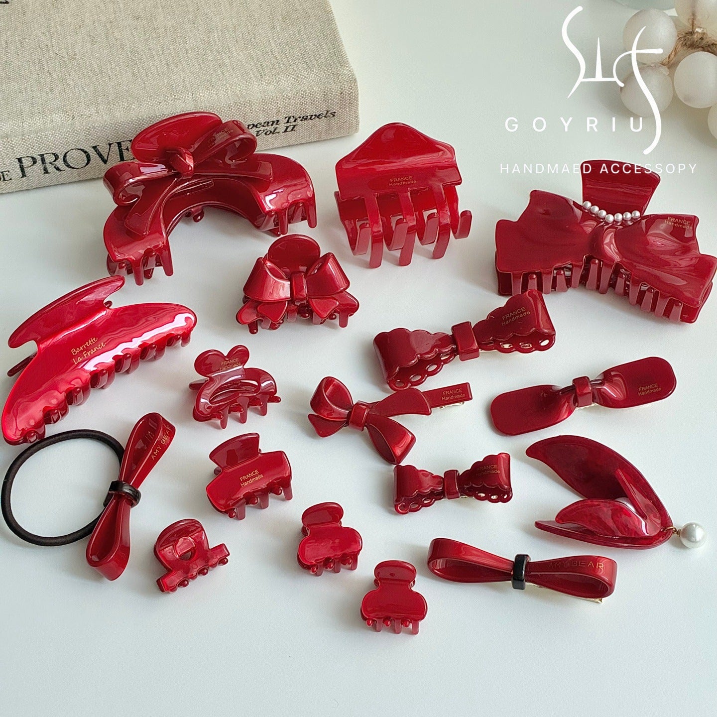 French Style Bow Tie Hair Claws For Women In Red, Made Of Acetic Acid Sheets, Perfect For Summer Hairpin
