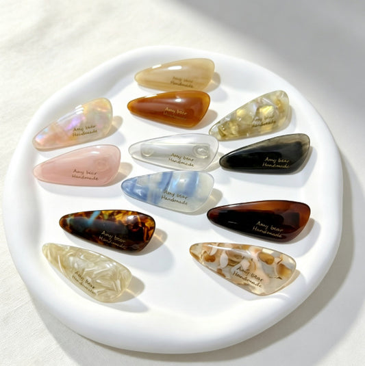 Marble Commute Hair Pins For Women Made Of Acetic Acid Sheets, Transparent, 1 Pair Hairpin