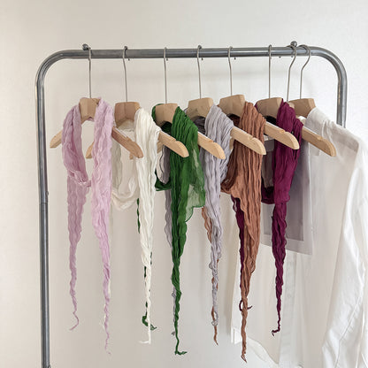 Solid Color Scarf For Women In White, Made Of Polyester, Suitable For Autumn And Winter