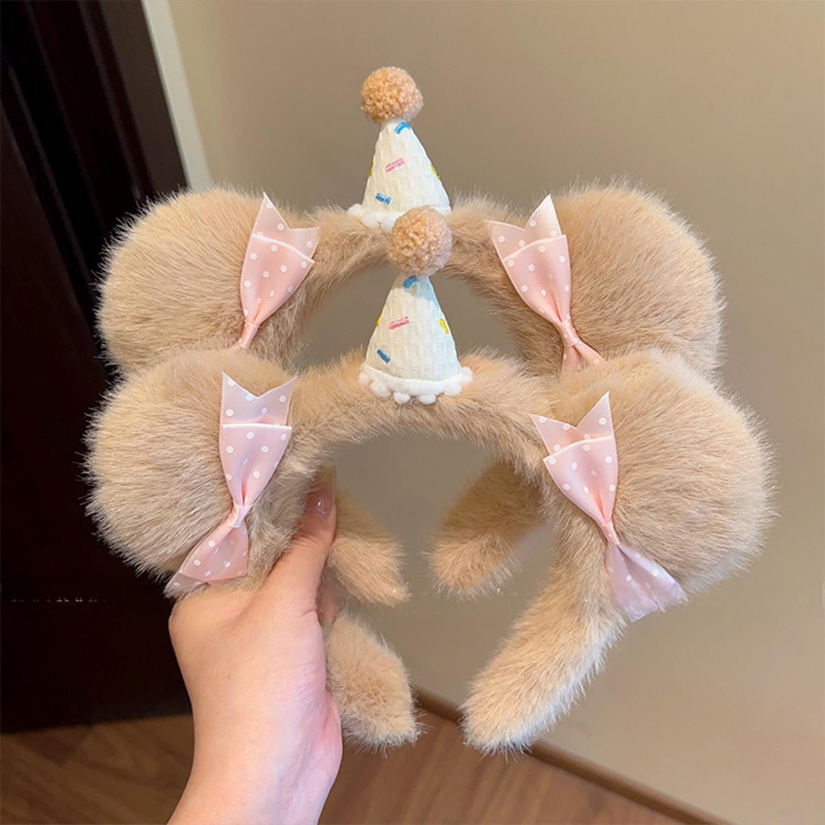 Little Bear Hair Band For Women In Coffer Color, Cloth Material, Perfect For Summer