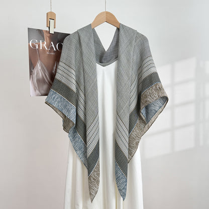 Women's Polyester Lattice Scarf In Grey, Lightweight Shawl For All Seasons