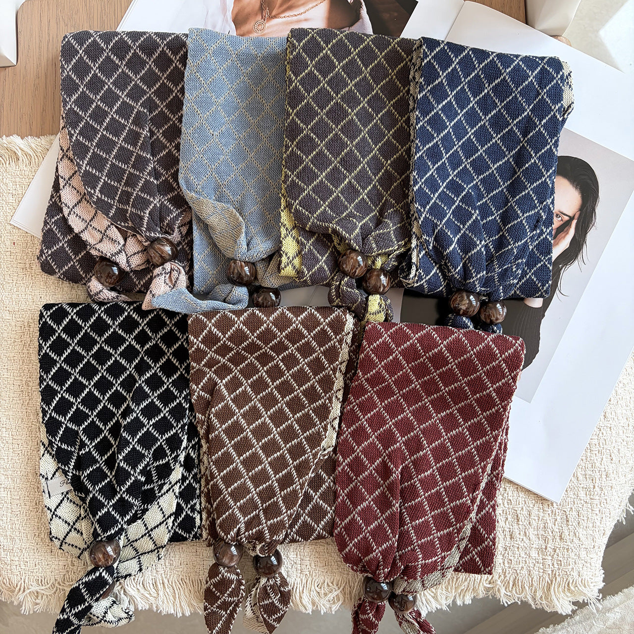 Women’s Knit Lattice Scarf For Autumn And Winter