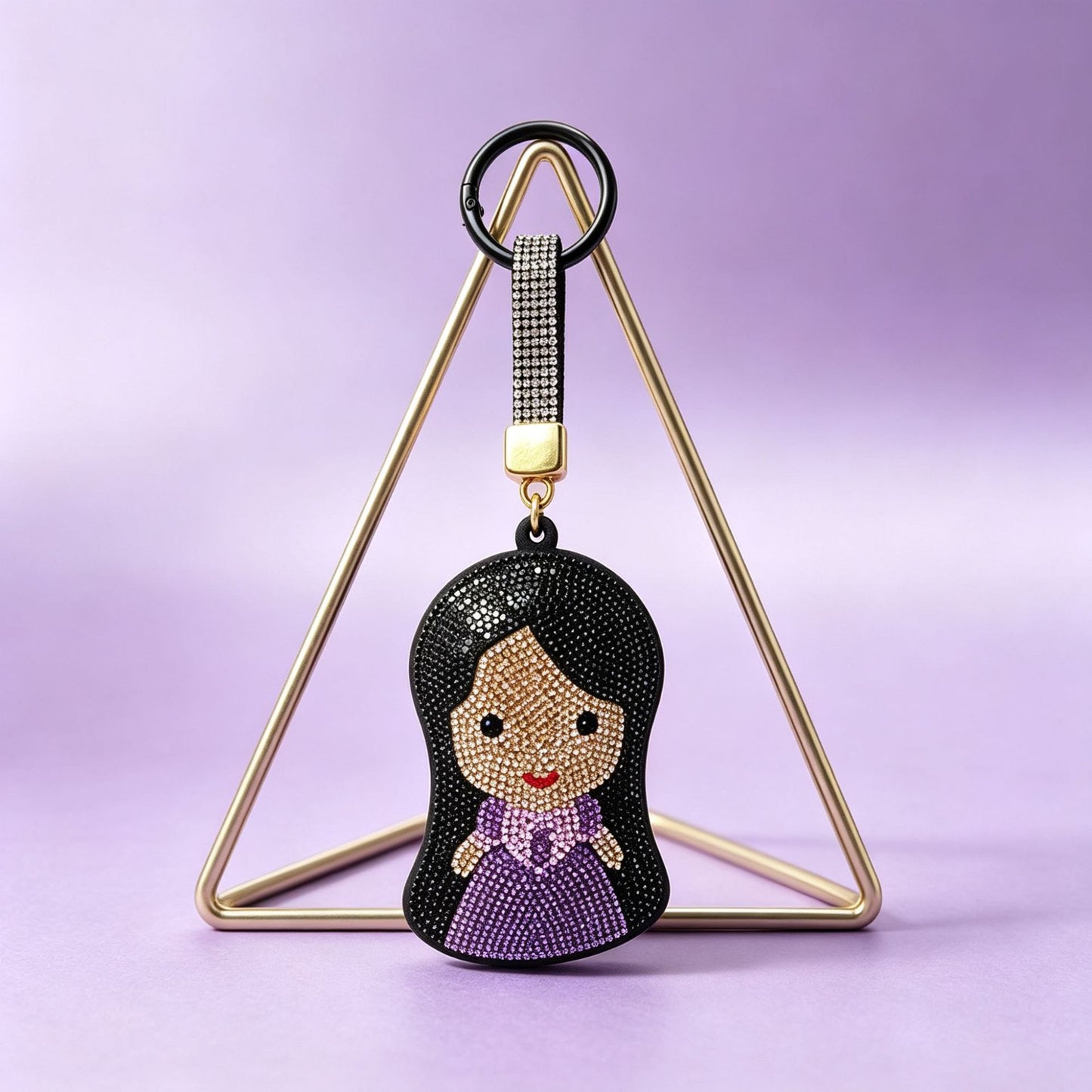 Mermaid Red Bag Charm Key Chain Featuring Sparkling Rhinestones