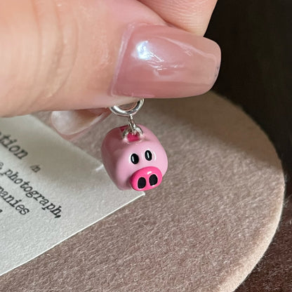 Cute Pig Pendant In 925 Sterling Silver With Natural Pink Enamel Finish